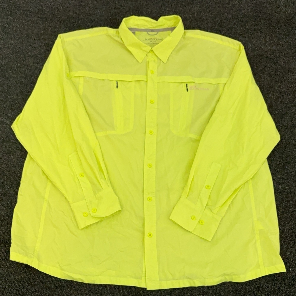 Cabela's Guidewear Shirt Mens 2XL Yellow Long Sleeve Button Fishing UPF 50